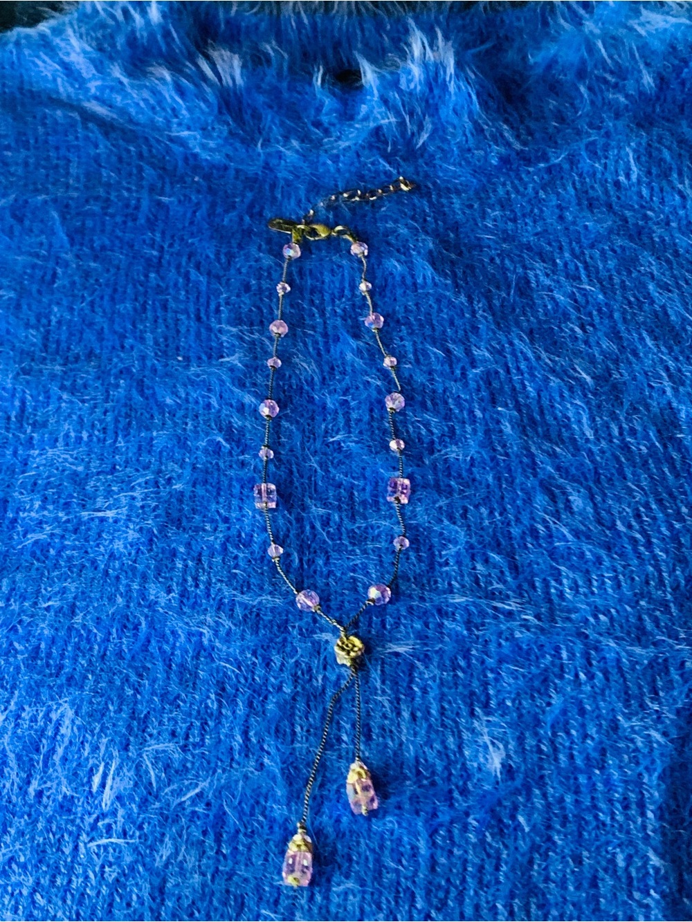 Dabby Reid - 10” Double Dangle Necklace With Swarovski Crystals.